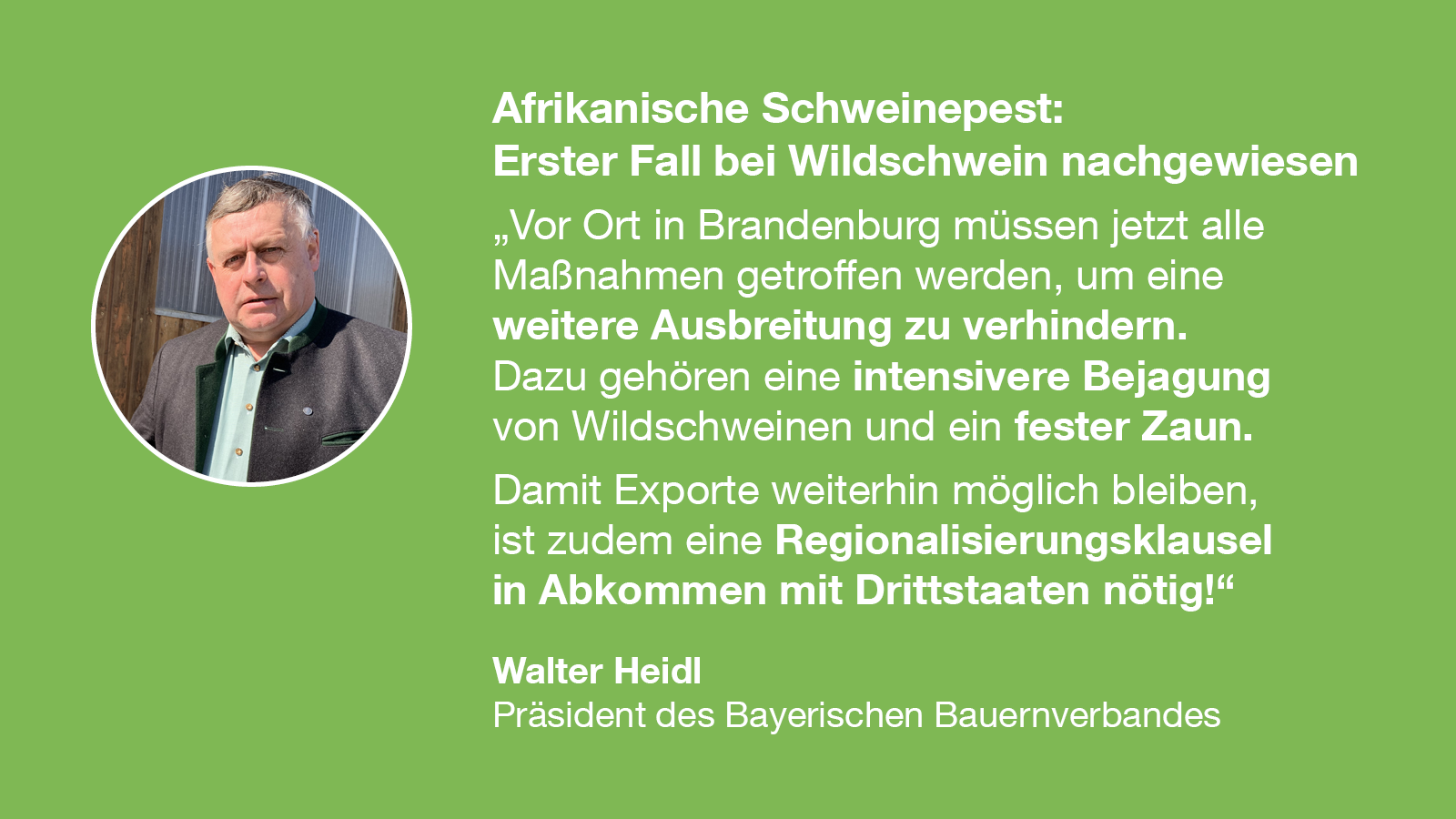 SharePic - Heidl zu ASP-Ausbruch SharePic Bauernpräsident Heidl zu ASP-Ausbruch