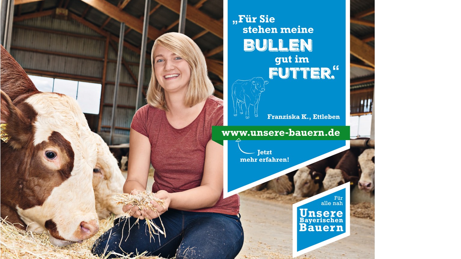 Junge Frau in ihrem Stall für junge Bullen