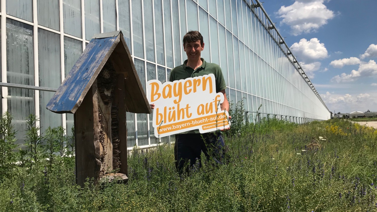 Höfler vor Insektenhotel