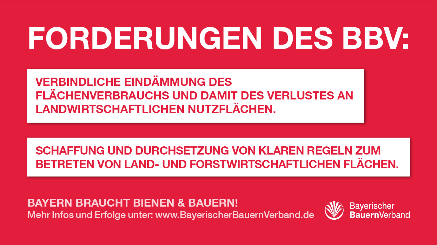 Forderungen des BBV an die Politik, Teil 1