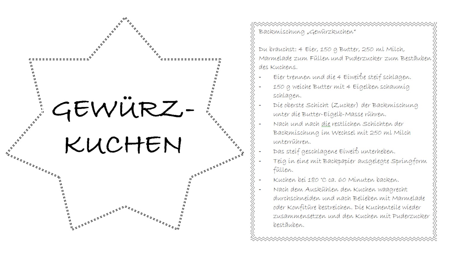 Anhänger für eine Gewürzkuchen-Backmischung.