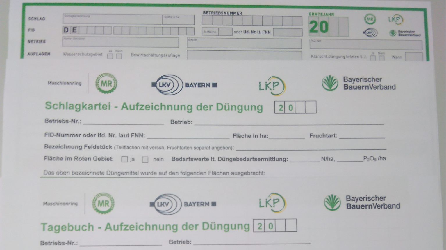 Schlagdokumentation Düngeverordnung rote Gebiete