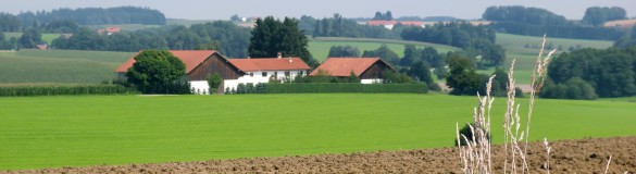 Bayerischer Bauernhof mit Acker und Wiese 