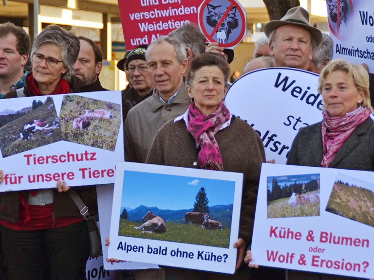 Bäuerinnen und Bauern sorgen sich um ihre Tiere und demonstrieren gegen den Wolf
