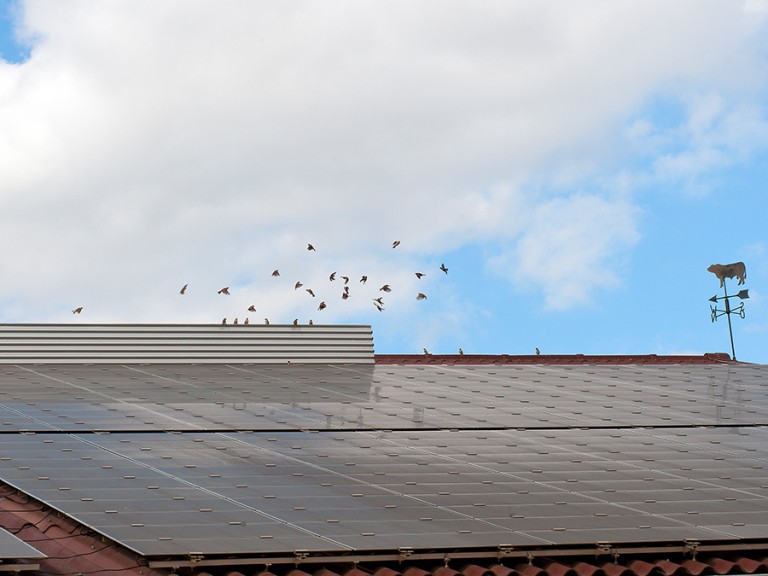 Solaranlage auf dem Dach eines Bauernhauses in Bayern