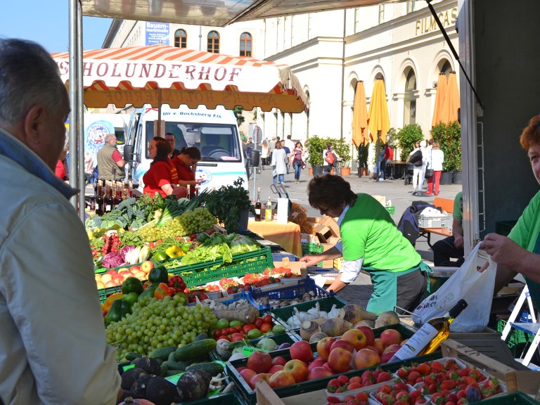 Stand auf der Bauernmarktmeile München