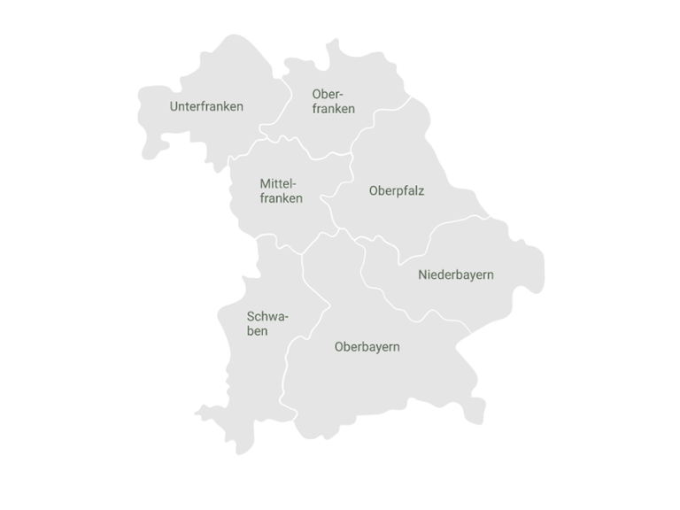 Karte Bayern mit Regierungsbezirken