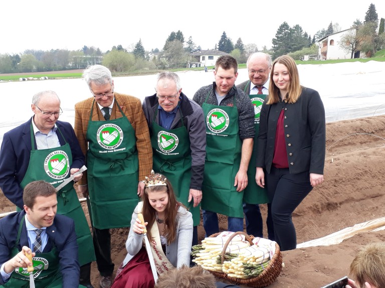 Gruppe sticht Spargel an