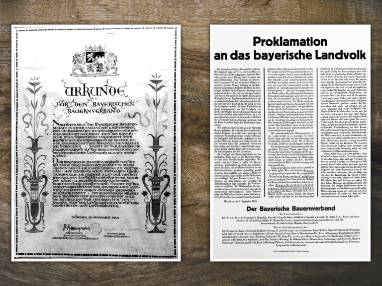 Die Urkunde zur Gründung des Bayerischen Bauernverbandes.
