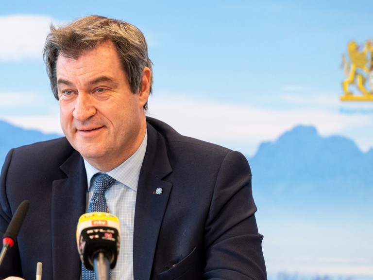 Markus Söder bei einer Videokonferenz