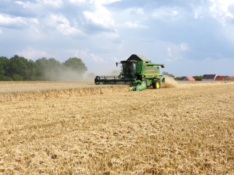 Mähdrescher auf dem Feld