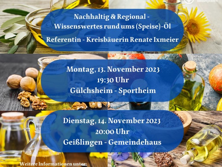 Vorträge ums Speiseöl, Ortsverbände Geißlingen und Gülchsheim