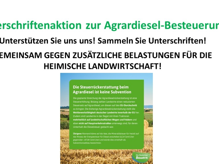 Unterschriftenaktion Agrardiesel