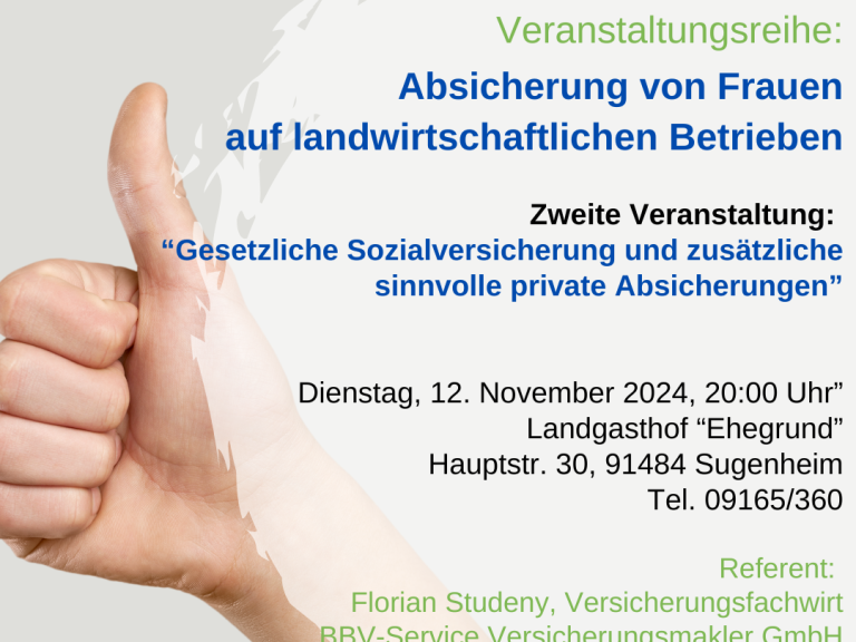 Veranstaltungsreihe „Absicherung von Frauen auf landwirtschaftlichen Betrieben“