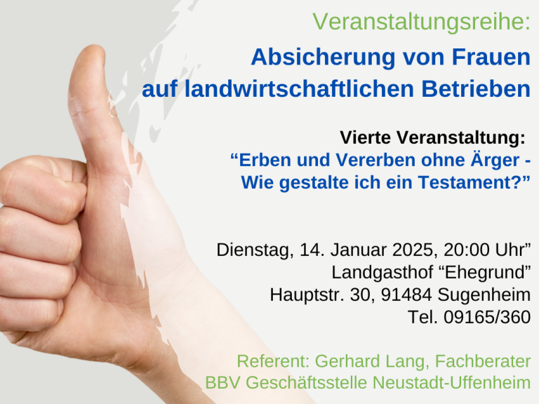 Veranstaltungsreihe „Absicherung von Frauen auf landwirtschaftlichen Betrieben“
