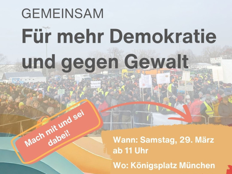 Gemeinsame Demo „Für mehr Demokratie und gegen Gewalt“  am Samstag, 29. März 2025 