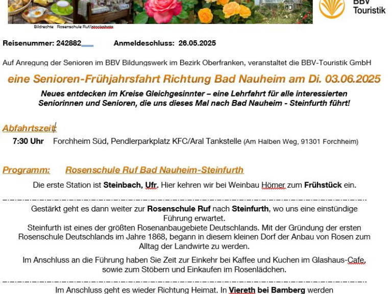 Seniorenfahrt Forchheim 2025