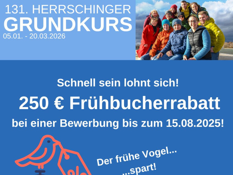 Sharepic des Grundkurses zum Frühbucherrabatt