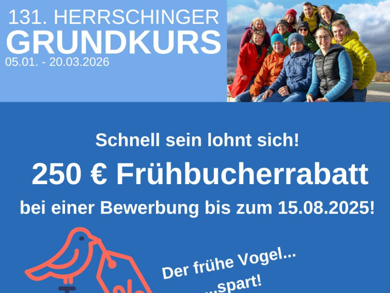 Sharepic zum Frühbucherrabatt des Herrschinger Grundkurs