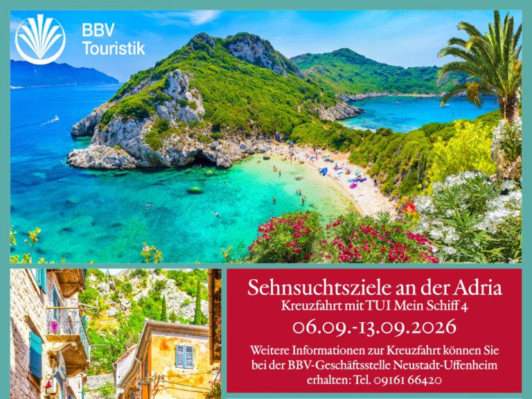 Kreuzfahrt - Sehnsuchtsziele an der Adria - vom 06. - 13. September 2026