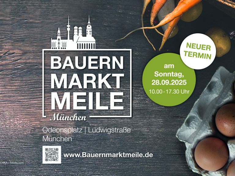 Bewerbung Bauernmarktmeile 2025 am 28. September auf dem Odeonsplatz 
