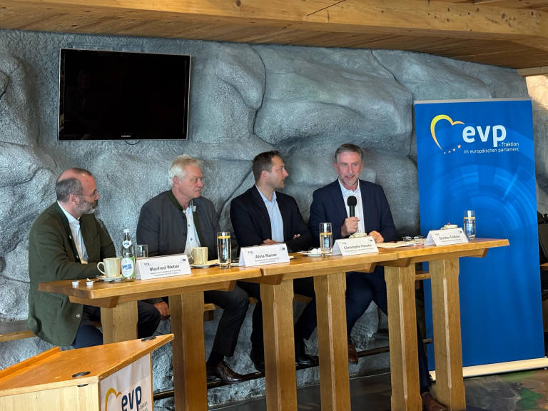 Manfred Weber, Alois Rainer, Christophe Hansen, und Günther Felßner