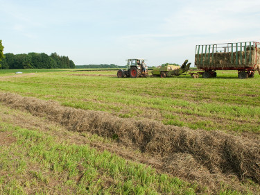 Heuernte auf Grünland in Bayern