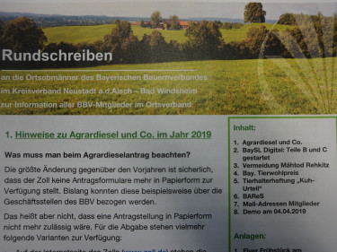 Ortsobmänner-Rundschreiben April - Mai 2019