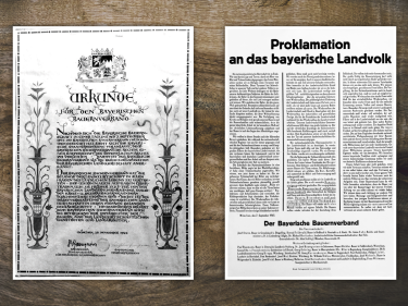 Die Urkunde zur Gründung des Bayerischen Bauernverbandes. 