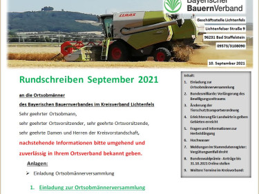 Rundschreiben September Lichtenfels 2021