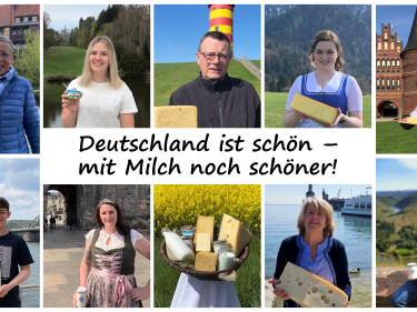Bürger präsentieren verschiedene Milchprodukte