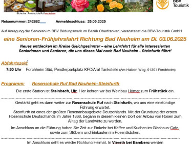 Seniorenfahrt Forchheim 2025