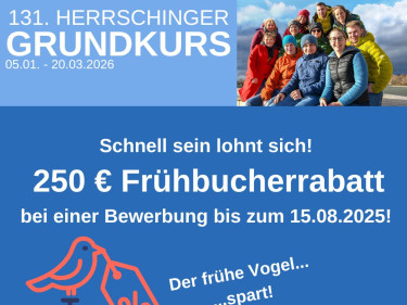 Sharepic zum Frühbucherrabatt des Herrschinger Grundkurs