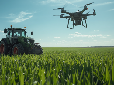 Traktor und Drohne