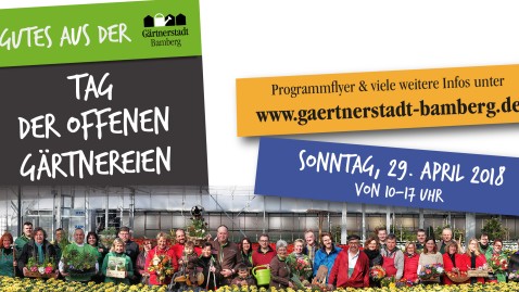 Einladungsflyer zum Tag der offenen Gärtnereien Bamberg am 29.04.2018