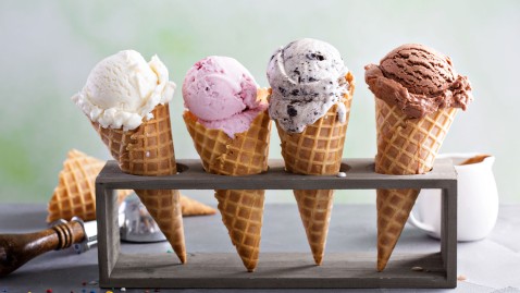 Verschiedene Sorten Eis in de Waffel