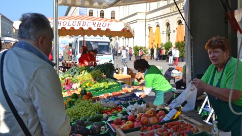 Stand auf der Bauernmarktmeile München