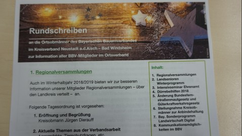 Ortsobmänner-Rundschreiben Dezember 2018 / Januar 2019, 1. Seite