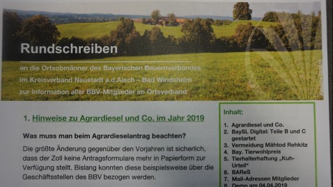 Ortsobmänner-Rundschreiben April - Mai 2019