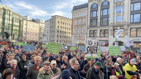 demonstranten Bauern in Hamburg