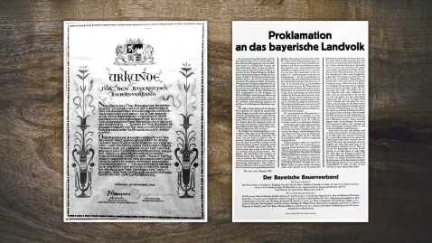 Die Urkunde zur Gründung des Bayerischen Bauernverbandes. 