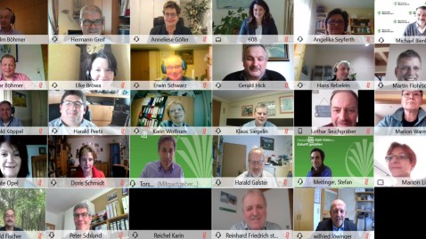 Gruppenbild Videokonferenz mit Michaela Kaniber