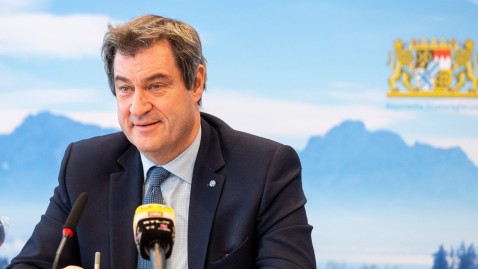 Markus Söder bei einer Videokonferenz