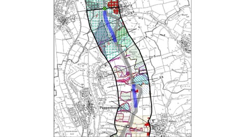 Beispiel für alternative Linienführung im Bereich Poppenhausen
