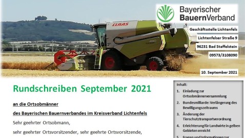 Rundschreiben September Lichtenfels 2021