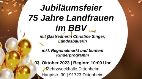 Einladung zu 75 Jahre Landfrauen am 03.10.23