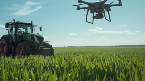 Traktor und Drohne