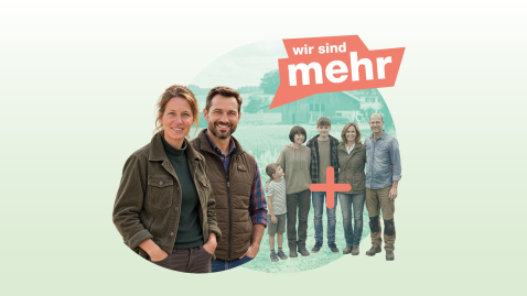 Bilder von Betriebsleitern und Familienmitgliedern und dem Schriftzug wir sind mehr