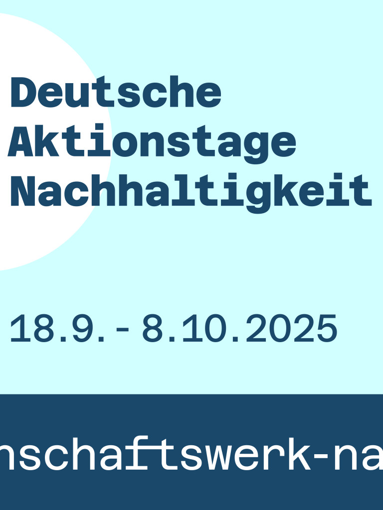 Banner mit Bewerbung der Deutschen Aktionstage Nachhaltigkeit vom 18.09 bis 08.10.2025