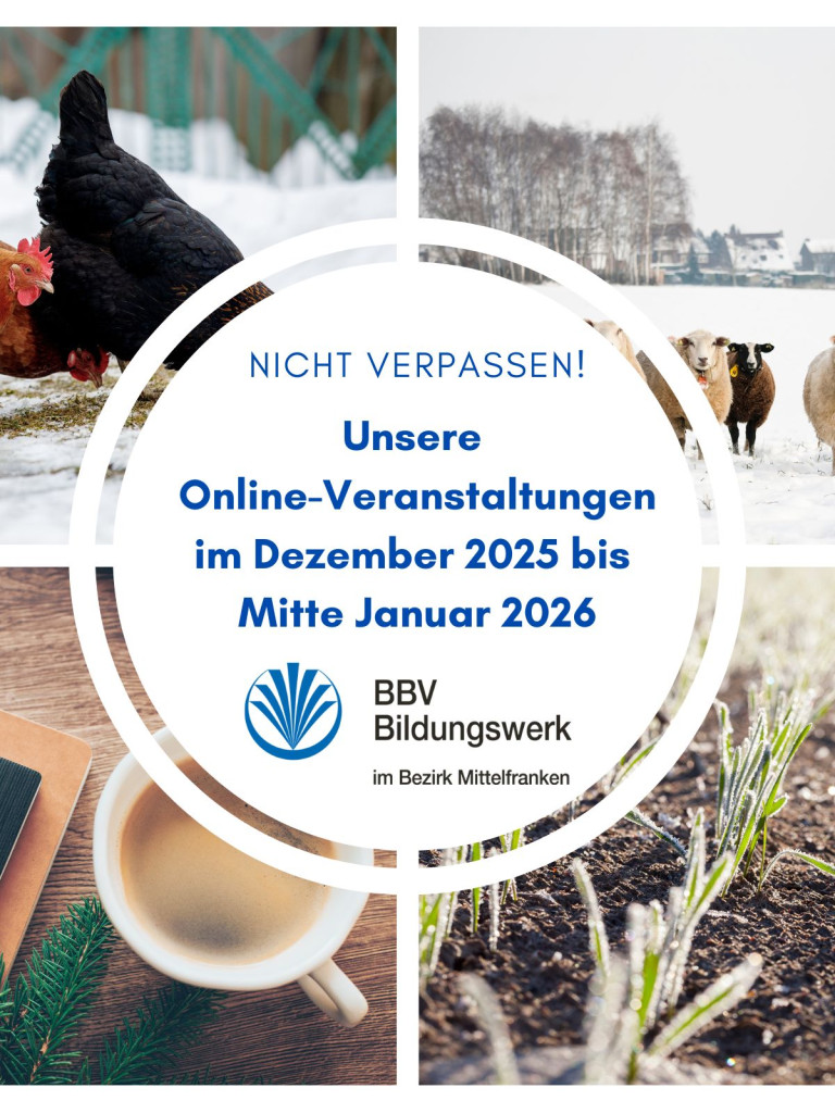 Online-Veranstaltungen des BBV Bildungswerkes im Dezember 2025 bis Mitte Januar 2026